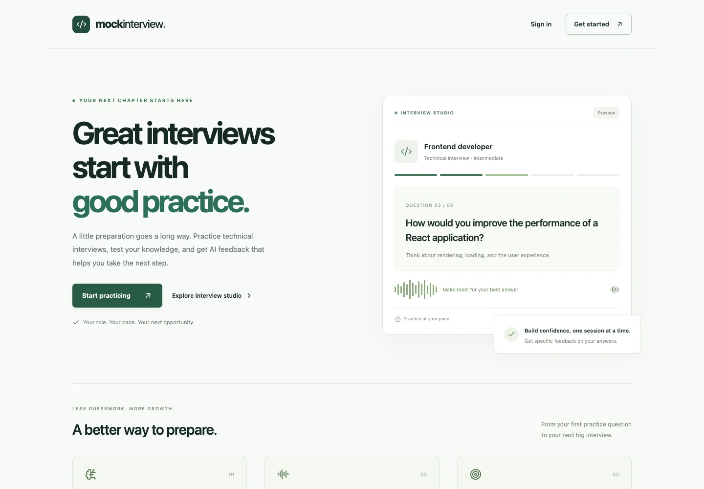 Mock Interview AI interface